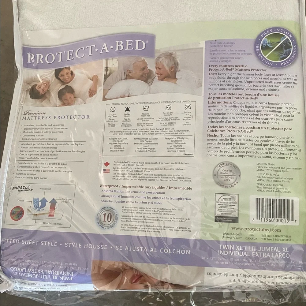 NWT- PROTECT-A-BED! Perfect size for college dorms &/or any twin XL mattress!!